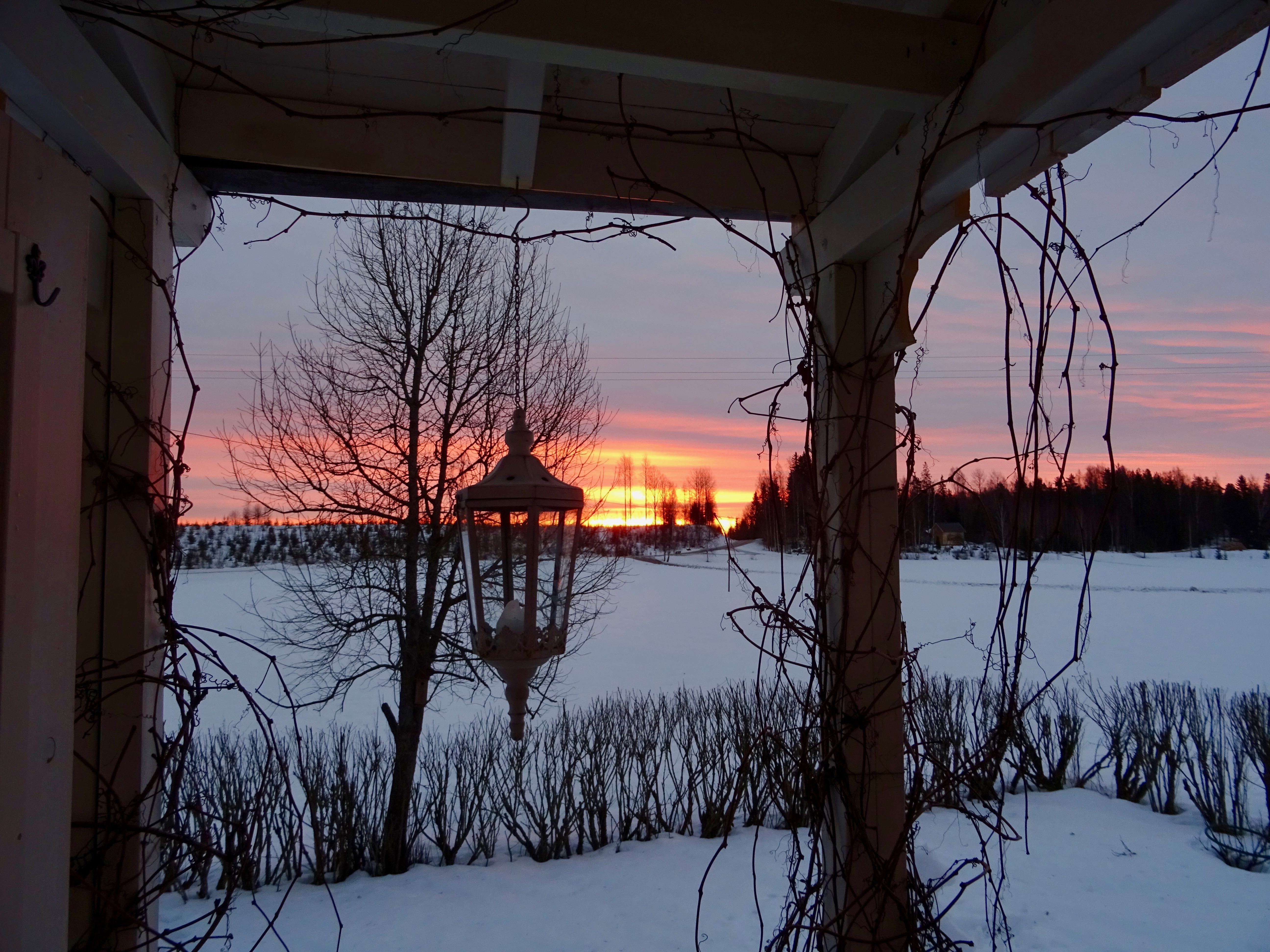 Auringonnousu huvilassa